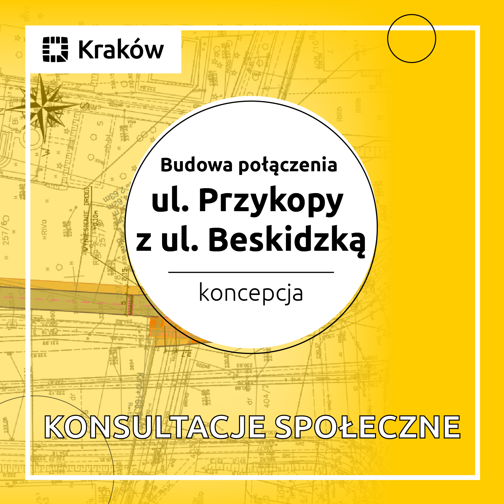 Zapowiedź konsultacji społecznych koncepcji budowy połączenia ul. Przykopy z ul. Beskidzką w Krakowie